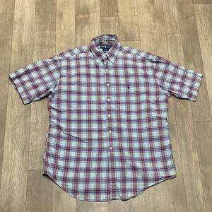 Mens Polo Ralph Lauren 100% Blake Plaid Button Down Casual Short Sleeve‎ Shirt